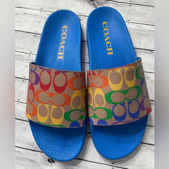 COACH
Men's Signature Rainbow Logo Print Slides - Picture 3 of 9